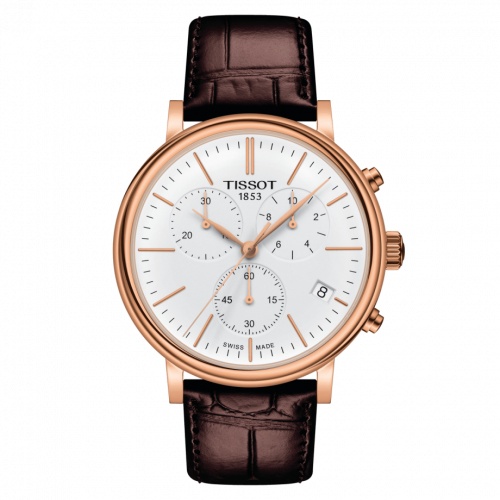 Carson Premium Chronograph Quartz 41 Rose Gold PVD / Silver / Strap