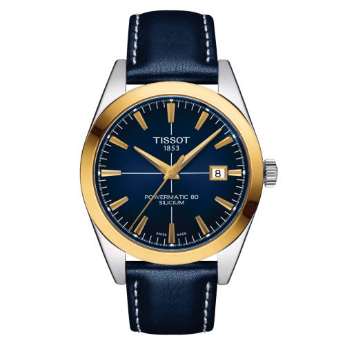 Gentleman Powermatic Stainless Steel / Yellow Gold / Blue / Strap