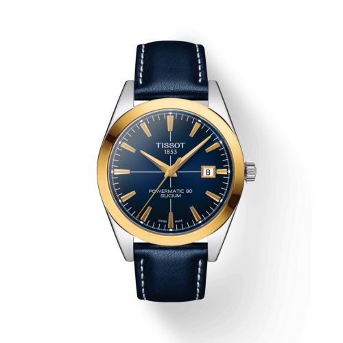Gentleman Powermatic Stainless Steel / Yellow Gold / Blue / Strap