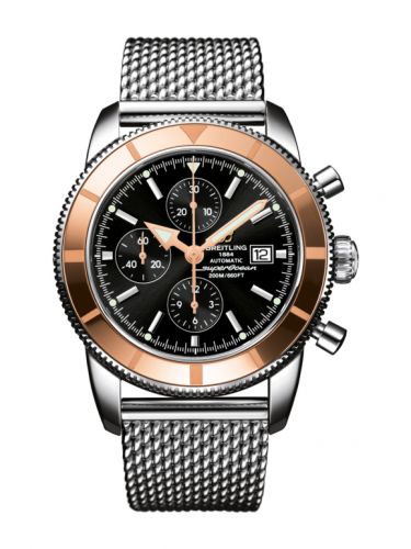 Superocean Heritage 46 Chronograph Stainless Steel / Red Gold  / Black /  Milanese