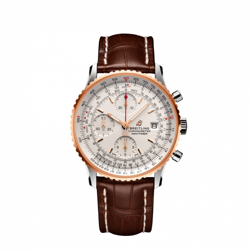 Navitimer 1 Chronograph 41 Stainless Steel / Red Gold / Silver / Croco / Folding
