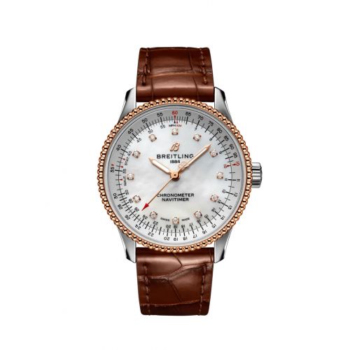 Navitimer 1 35 Automatic Stainless Steel / Red Gold / MOP / Croco / Pin