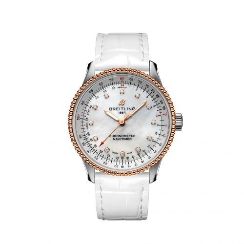 Navitimer 1 35 Automatic Stainless Steel / Red Gold / MOP / Croco / Folding