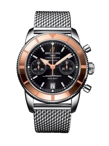 Superocean Heritage 44 Chronograph Stainless Steel / Red Gold / Black / Milanese