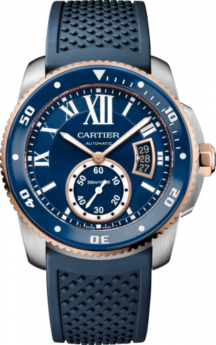 Calibre de Cartier Diver Stainless Steel / Pink Gold / Blue / Rubber