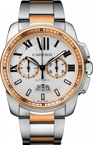 Calibre de Cartier Chronograph Stainless Steel / Pink Gold / Silver / Bracelet