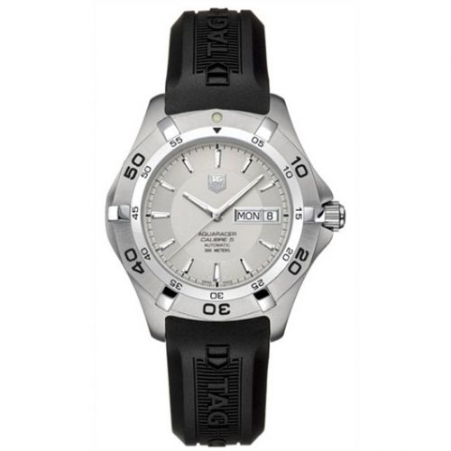 Aquaracer 300M Calibre 5 Day-Date 41 Stainless Steel / Silver / Rubber