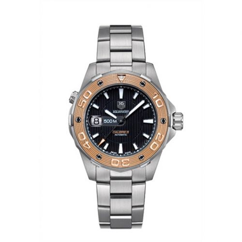 Aquaracer 500M Calibre 5 43 Stainless Steel / Rose Gold / Black / Bracelet