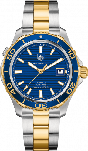 Aquaracer 500M Calibre 5 41 Stainless Steel / Yellow Gold / Blue / Bracelet