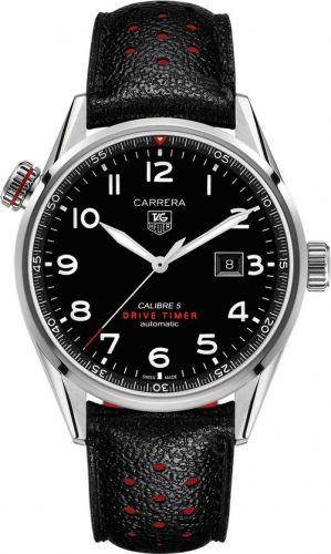 Carrera Calibre 5 Drive Timer 43 Stainless Steel / Black / Calf