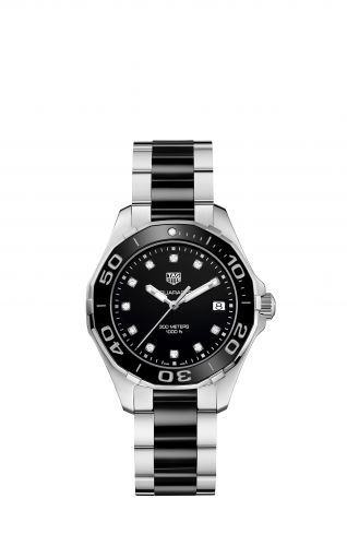 Aquaracer 300M Quartz 35 Stainless Steel / Black - Diamond / Bracelet