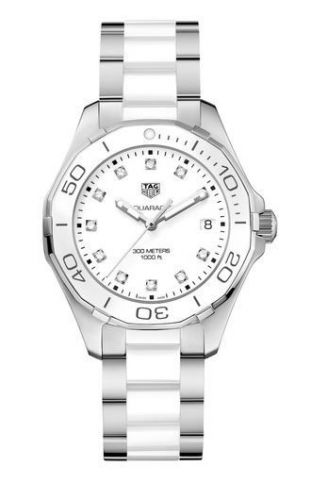 Aquaracer 300M Quartz 35 Stainless Steel / White - Diamond / Bracelet