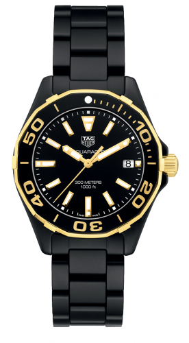 Aquaracer 300M Quartz 35 Ceramic / Yellow Gold / Black / Bracelet