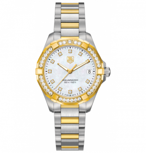 Aquaracer 300M Quartz 32 Stainless Steel / Yellow Gold / Diamond / MOP - Diamond / Bracelet