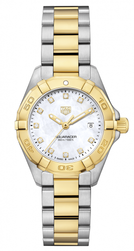 Aquaracer 300M Quartz 27 Stainless Steel / Yellow Gold / MOP - Diamond / Bracelet
