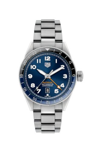 Autavia Calibre 7 Twin Time Stainless Steel / Blue