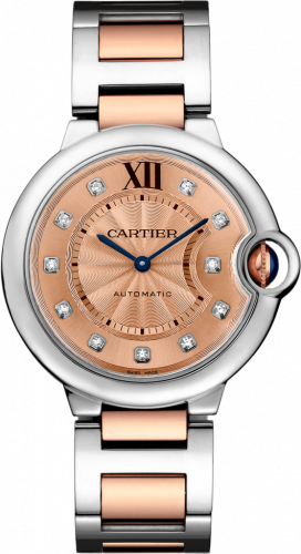 Ballon Blue de Cartier 36 Automatic Stainless Steel / Pink Gold / Champagne / Bracelet