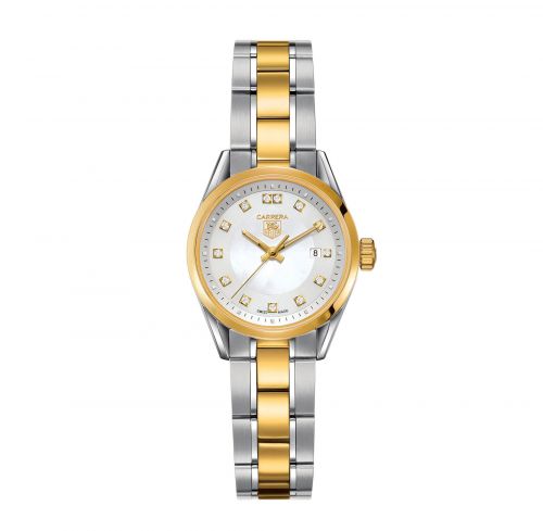 Carrera Quartz 27 Stainless Steel / Yellow Gold / MOP - Diamond / Bracelet