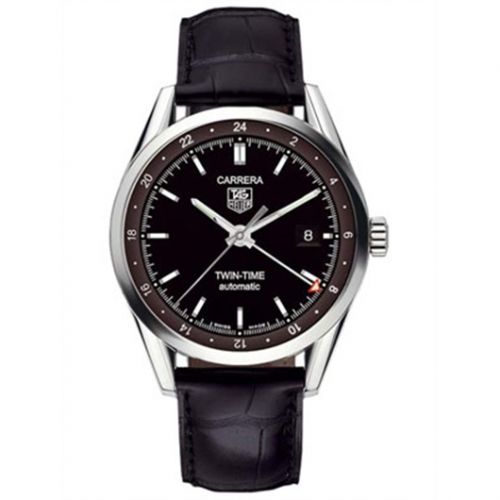 Carrera Calibre 7 Twin Time Stainless Steel / Black / Strap