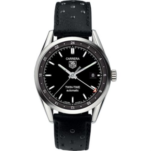 Carrera Calibre 7 Twin Time Stainless Steel / Black / Strap